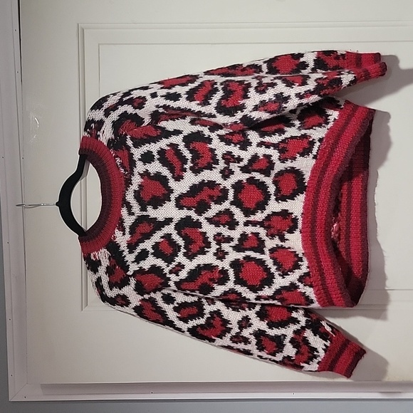 Mother Sweater The Boat Square Leopard Print Pullover Alpaca Blend Red XS - Picture 1 of 4
